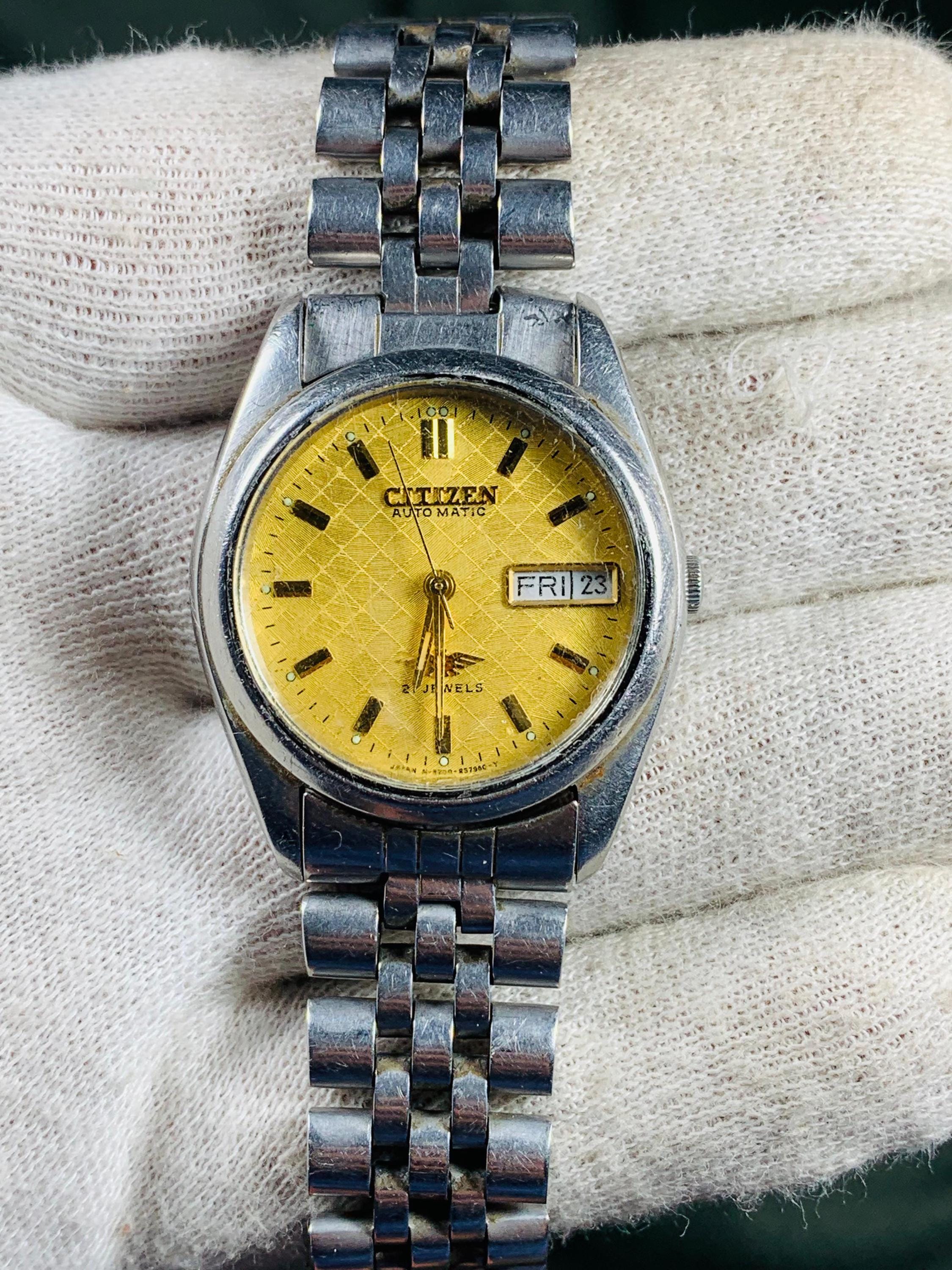 Citizen Automatic 4-R14279 RW 21 Jewels Day / Date Stainless Steel