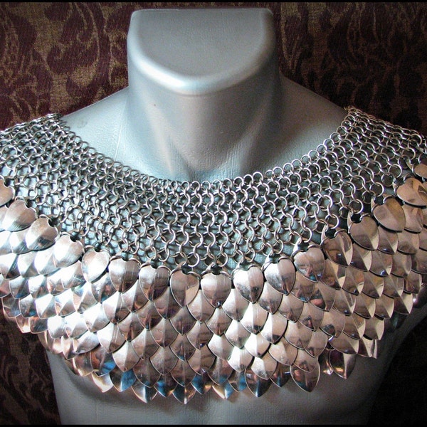 Deluxe Scale Mail Chain mail Mantle Stainless steel collar Dragon Scale Punk