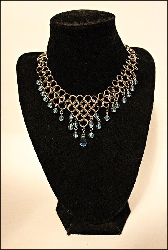 The Diana Princess Tiara Crystal Aquamarine Blue Chainmail | Etsy
