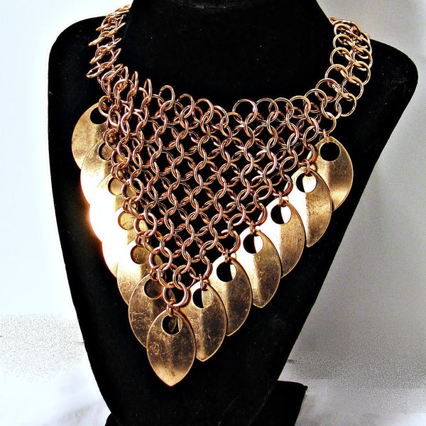 ScaleMail Necklace Choker Pure Bronze Dragonscale chainmail