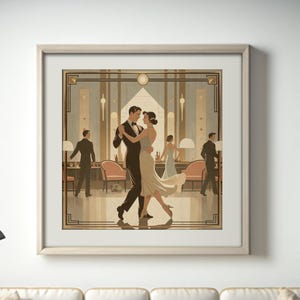 Art Deco Dancing Couple Print: 1920s Flapper Style (Digital Download)