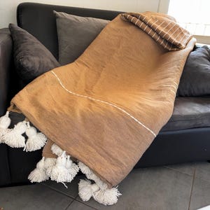 magnificent Moroccan Pompom Blanket,Moroccan Blanket, Tassel Blanket, PomPoms, Boho Blanket,Bed Cover,you can choose any color of the pompom