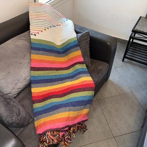 Moroccan Pompom Blanket,Moroccan Blanket,Moroccan Tassel Blanket, Pom Poms, Boho Blanket,Bed Cover,you can choose any color of the pompom