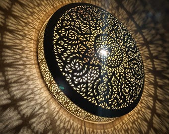 Moroccan Brass Pendant Light – Handcrafted Bohemian Wall Lamp, Intricate Design