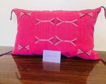 Moroccan Silk Pillow, Pink Sabra pillow, Moroccan cushion, Unstuffed Boho pillow, Sofa Home Decor, Moroccan Style pillow