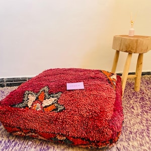 Authentique Moroccan Kilim pouf, Moroccan Foot Stool Ottoman, Yoga Meditation Cushion, Moroccan Handmade Pouf Wool, Berber Square Pouf