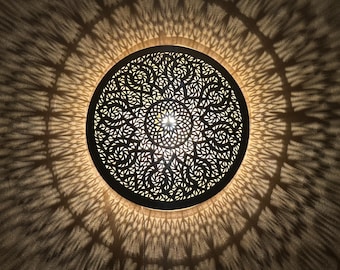 Moroccan Brass Pendant Light – Handcrafted Bohemian Wall Lamp, Intricate Design