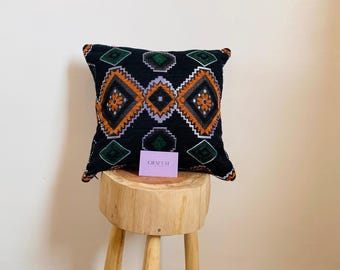 Handwoven Moroccan Berber Kilim Pillow Cover, Bohemian Organic Wool Cushion