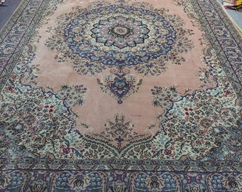 Großer Rosa Türkischer Teppich, Medaillon Ladik Teppich (245 x 360 cm)