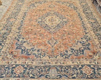 Vintage Handgewebter Orientteppich (400 x 600 cm) - Rot & Blau Boho Decor