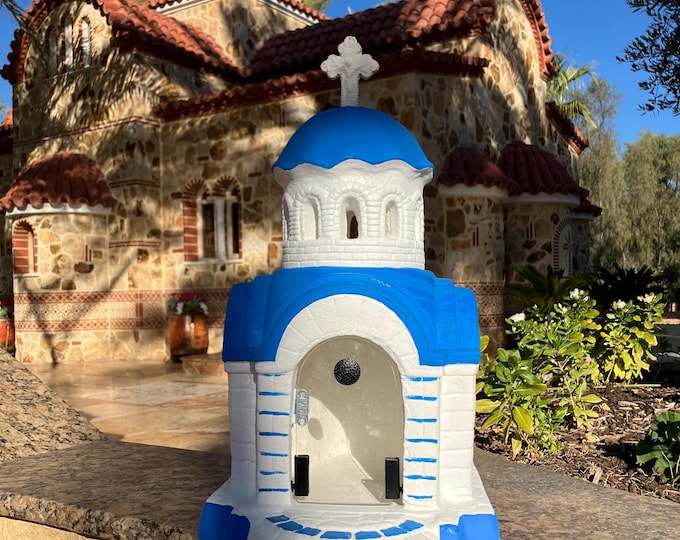 Saint Nicholas "Garden,Patio and Home Decorative Orthodox Chapel , Iconostasis (Blue). MADE IN USA