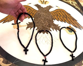 Auténtico rosario de oración del Monte Athos con 100 nudos, elaborado por monjes ortodoxos.