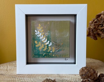 Original Mini Canvas Botanical Leaf Art Framed