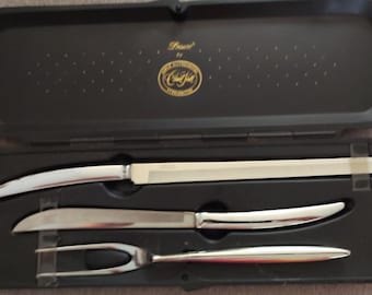 Vintage Carvel Hall Three Piece Carving Set, In Case, Stainless Steel