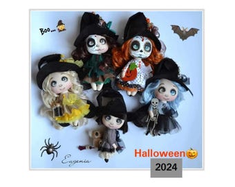 Handcrafted Halloween Witch Doll, Charming Halloween Witch Doll, Enchanting Handmade Witch Doll, Spooky Textile Amulet for Home Decor