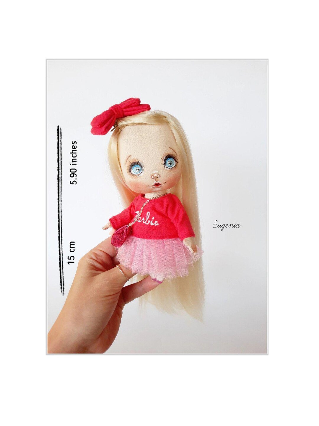 Charming Pink Handmade Rag Doll, Cute Chic Pink Rag Doll, Lovely Pink ...
