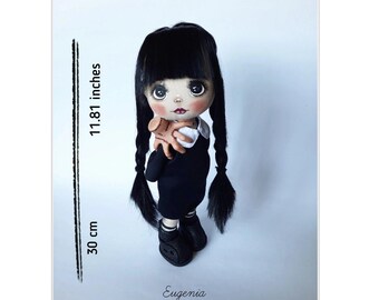 Conjunto de mini muñecas espeluznantes y lindas, muñecas góticas inspiradas en Wednesday y Enid, dúo de muñecas de tela góticas para decoración de Halloween.