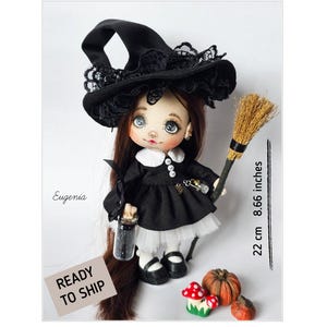 READY TO SHIP! Whimsical Textile Witch Amulet,Handmade Witch Doll for Halloween, Magical Halloween Witch Doll,Cute and Unique Textile Amulet