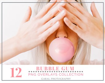 BUBBLE GUM BUBBLES Photoshop Overlays, Photoshop Overlay, Png files, bubblegum, bubbles, photography, outdoor, summer photos, Portrait, face
