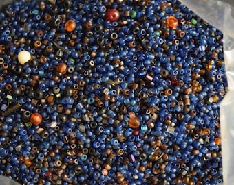 Perline Di Vetro Vintage Giapponesi Anni '40 - Azzurre Stampate Intreccio - Lotto 20 Pz 15mm - Foto 5