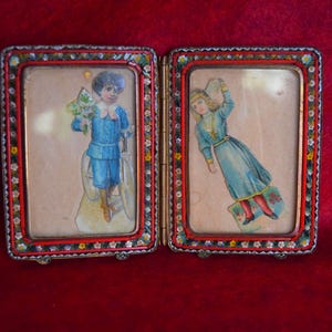 Vintage Italian micro mosaic and brass photo frame