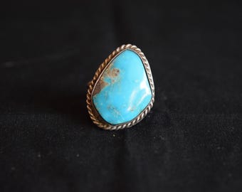Vintage Navajo/sydvästlig silver- och turkosring