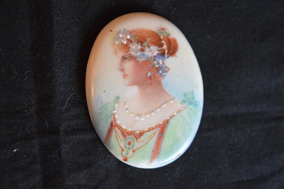 Antique Victorian mini painting on porcelain