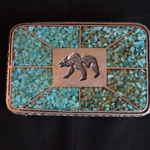 Vintage Navajo/Southwest Silver and turquoise belt buckle
