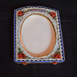Vintage Italian micro mosaic and brass photo frame