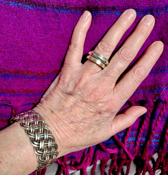 Heavy Woven Sterling Silver Cuff Bracelet - image 9
