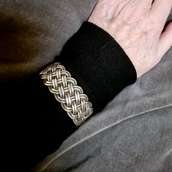 Heavy Woven Sterling Silver Cuff Bracelet - image 5