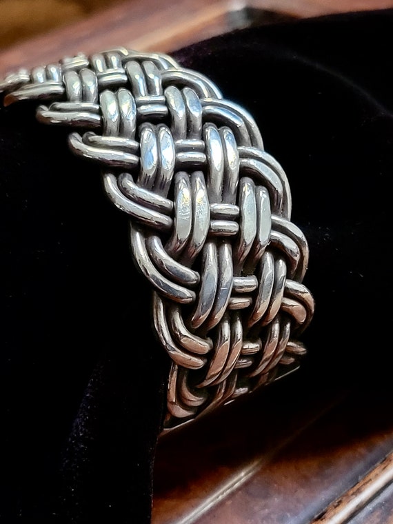 Heavy Woven Sterling Silver Cuff Bracelet - image 3