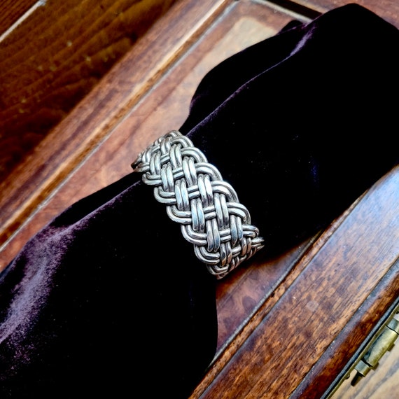 Heavy Woven Sterling Silver Cuff Bracelet - image 2