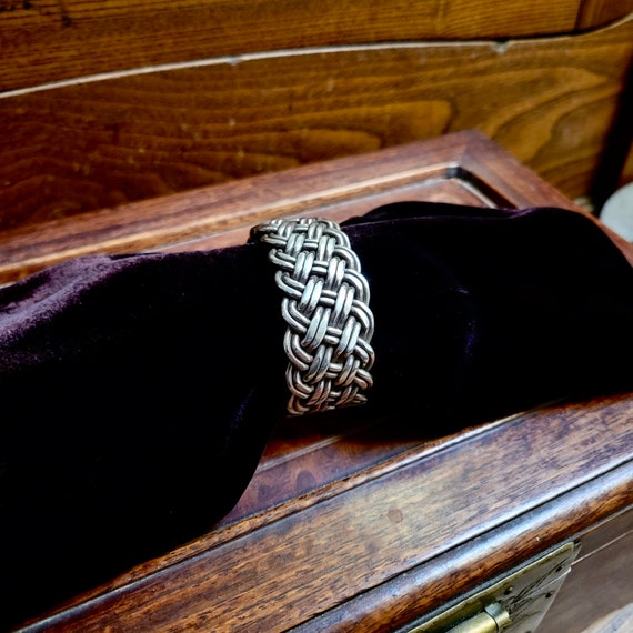 Heavy Woven Sterling Silver Cuff Bracelet - image 1