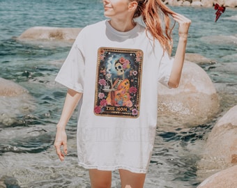 Mom Tarot Card T-Shirt: Mystische Himmlische Skelett Lesung, Halloween Shirt, T-Shirt Kleid