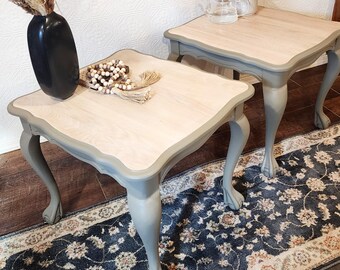 SOLD (locally) **example of work only**: Elegant Farmhouse Style Side Tables - Solid Oak Wood