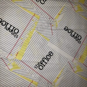 The Office Scrap Paper Fabric Quilt Cotton NBC Series Nerdy Geeky Sewing Fabric Licensed Universal Studios Logo One Yard
