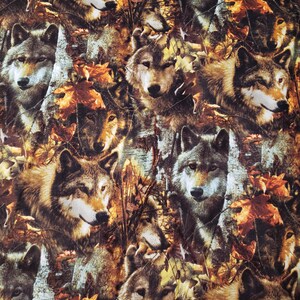 Wolf Wolves Fabric Wildlife Quilt Cotton David Textiles Sewing Fabric Novelty Design Wildlife Outdoors Forest Camouflage By The Half Yard