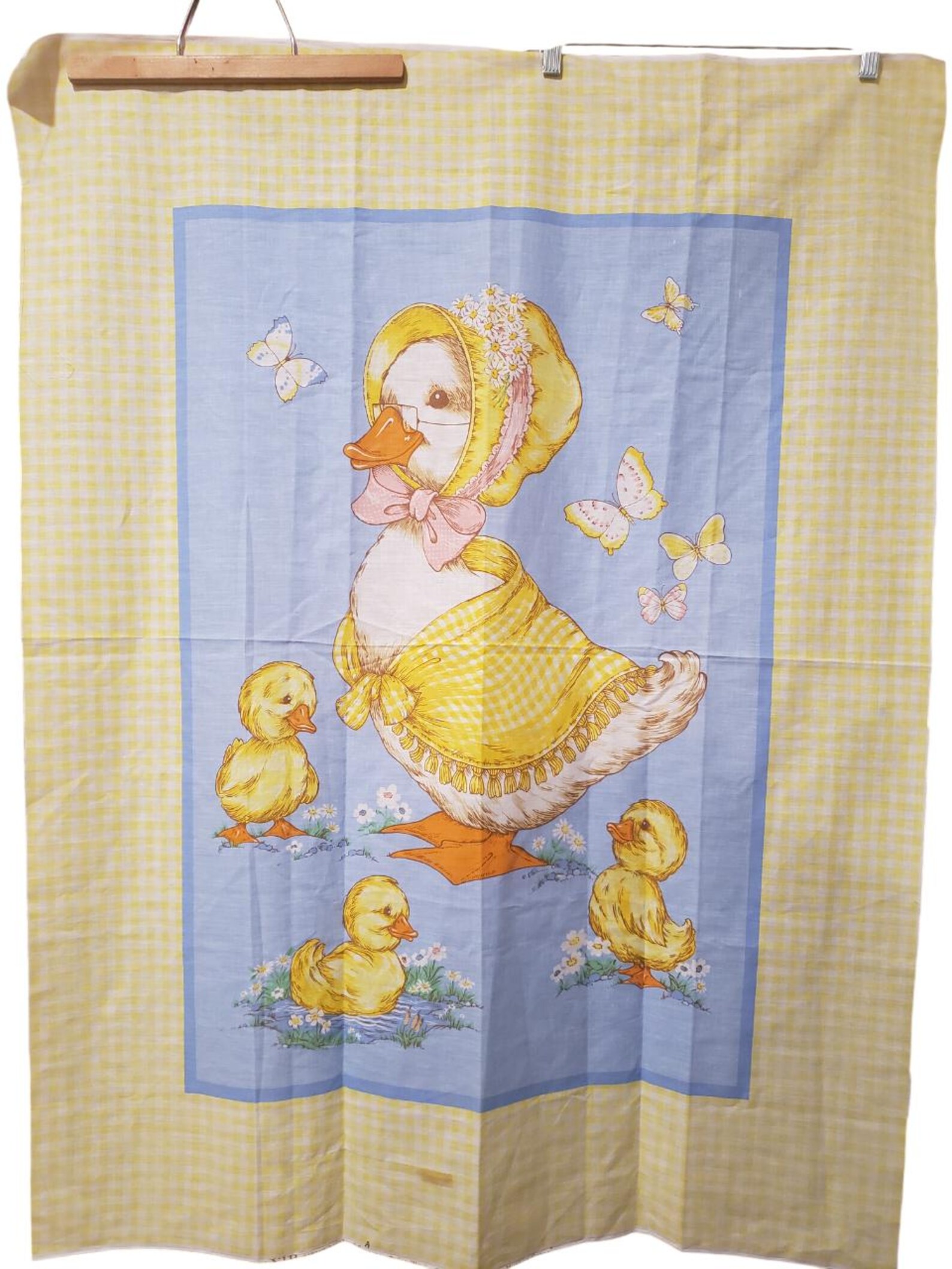 Vintage Mother Goose Panel Crib Quilt Top Fabric Nursery Baby Sewing