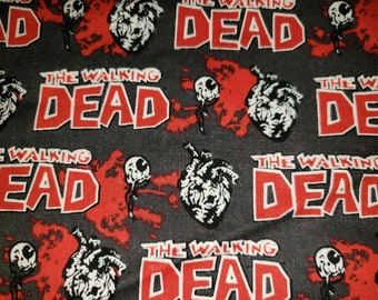 The Walking Dead Zombies Fabric Licensed Kirkman Novelty Quilt Cotton Zombie Logo Comic Book Style Fabric By The Half Yard