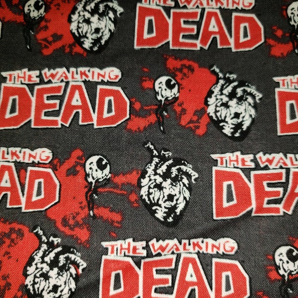 The Walking Dead Zombies Fabric Licensed Kirkman Novelty Quilt Cotton Zombie Logo Comic Book Style Fabric By The Half Yard