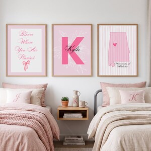Custom Dorm Wall Art Set | Preppy College Decor, Personalized School Colors (Digital Download)