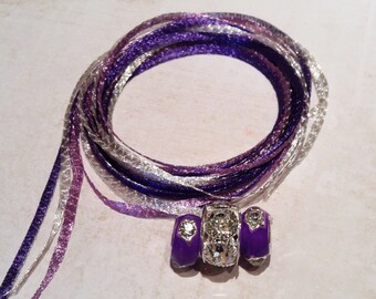 Charisma WireLace Bracelet Kit, Pale Silver, Lilac, and Purple WireLace, DIY Bracelet Kit, kit A-8