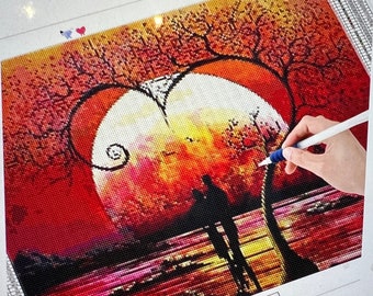 Diamond Painting Kit  Sunset Art  30 x 20cm Full Round