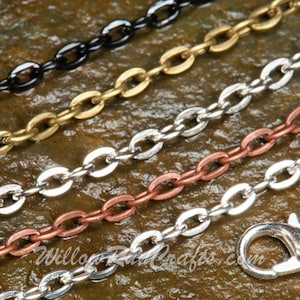 20 Metal Necklace Oval Chain 18 in Silver, Antique Copper, Antique Silver, Black and Antique Bronze, image 2