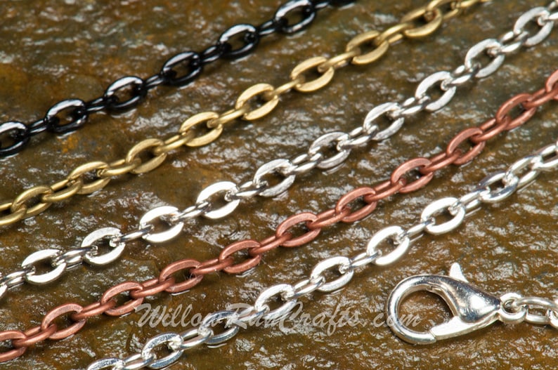 20 Metal Necklace Oval Chain 18 in Silver, Antique Copper, Antique Silver, Black and Antique Bronze, image 2