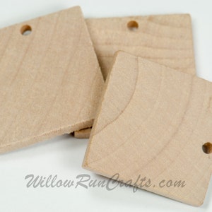 25 Pack 1 inch Wood Squares with hole drilled for your Pendants and Magnets, Wood Tiles  (23-20-141)