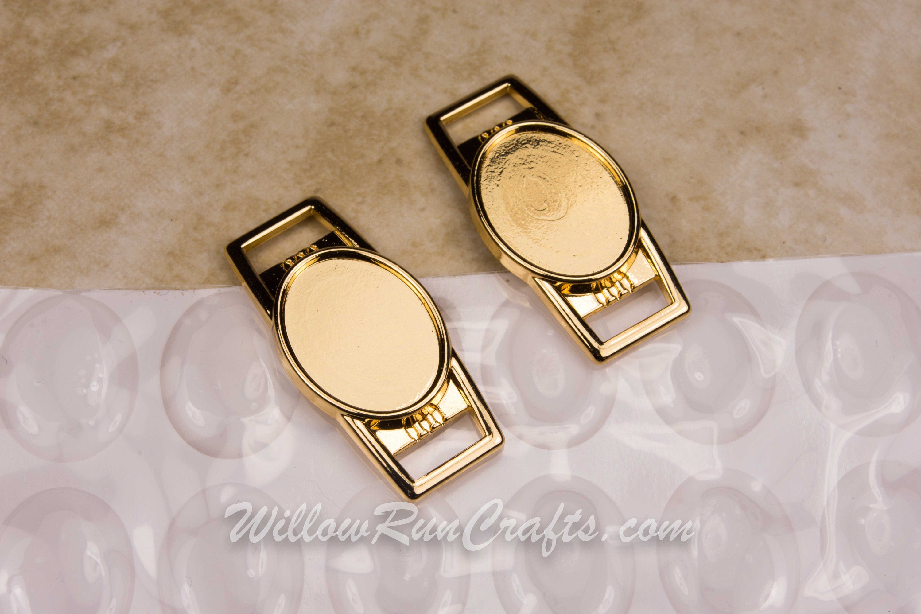 Gold Plated 12 X 16mm Shoelace Charm Kits, Oval Shoe Lace Charms 0746