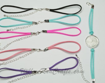 Colored Suede Bracelets to use with Double Connector Bezel Trays  Mix of colors, You pick your colors