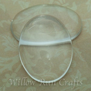 Large Clear Glass Cabochons. Clear Glass Shapes for Pendants 